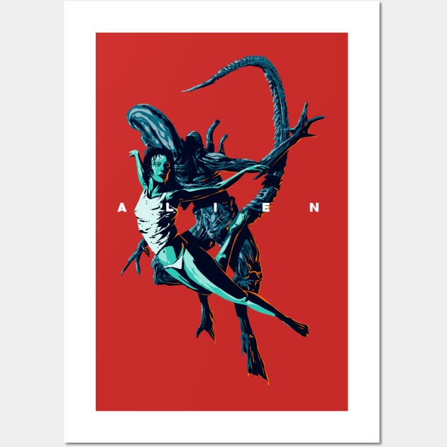 Ellen Ripley and Alien Wall Art by Kotolevskiy